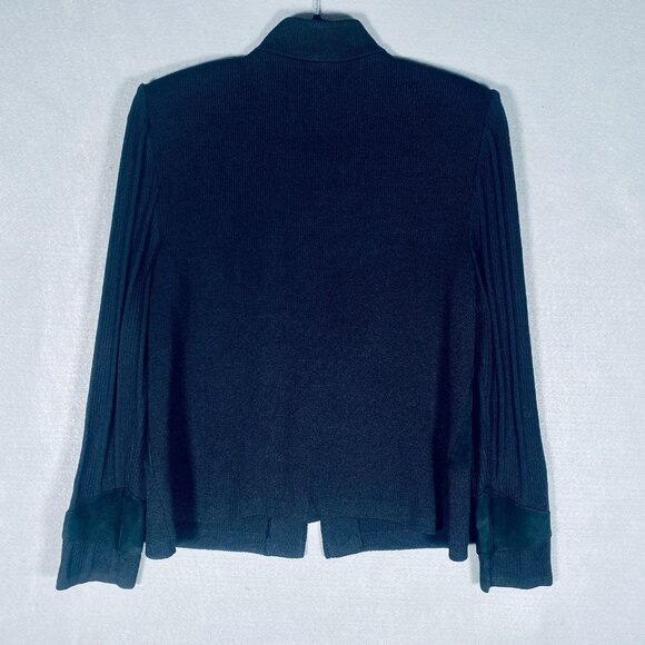 Vintage St John Jacket Womens 8 Black Full Zip Blazer Ribbed Sleeves Old Money - Picture 6 of 10
